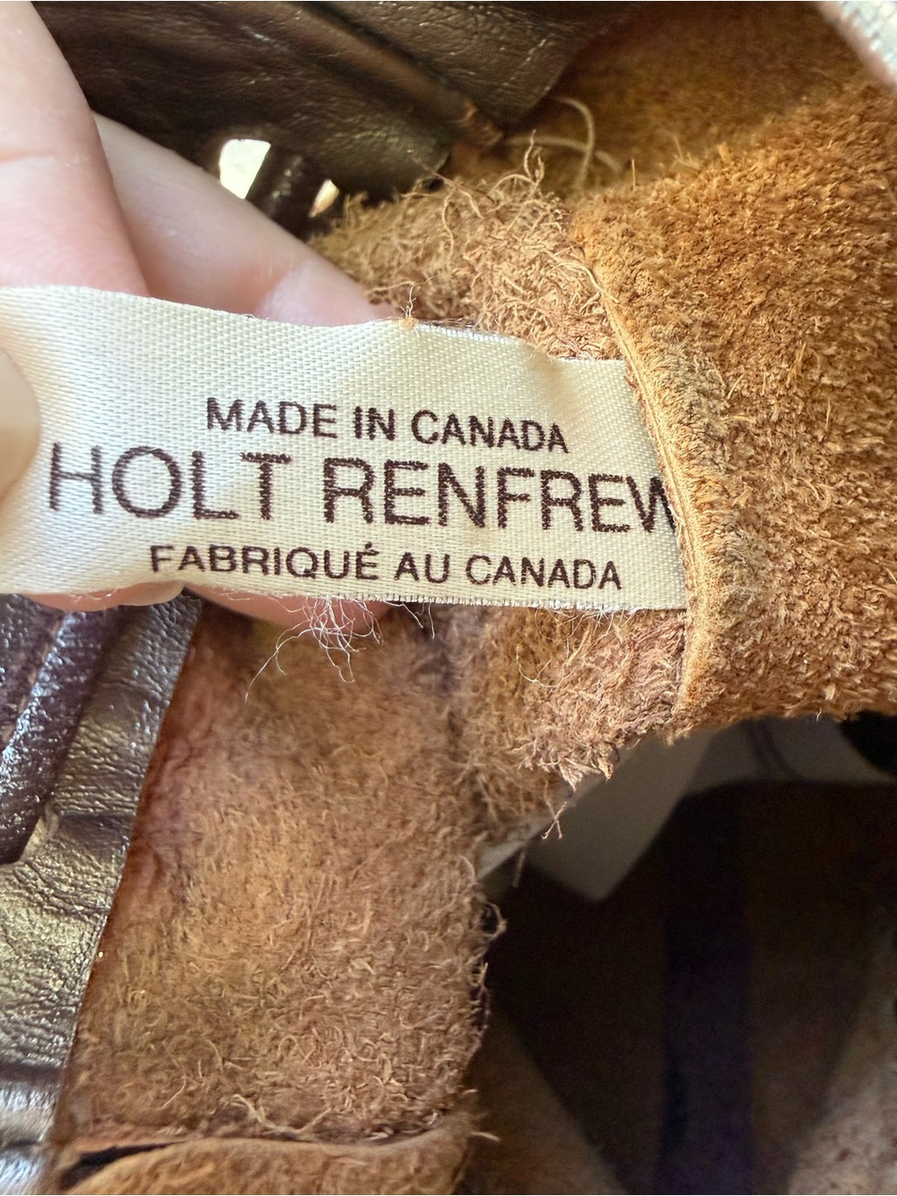 Vtg Holt Renfrew Metallic Leather Bucket Bag Italy Drawstring Patchwork 35" Y2K - Picture 9 of 13